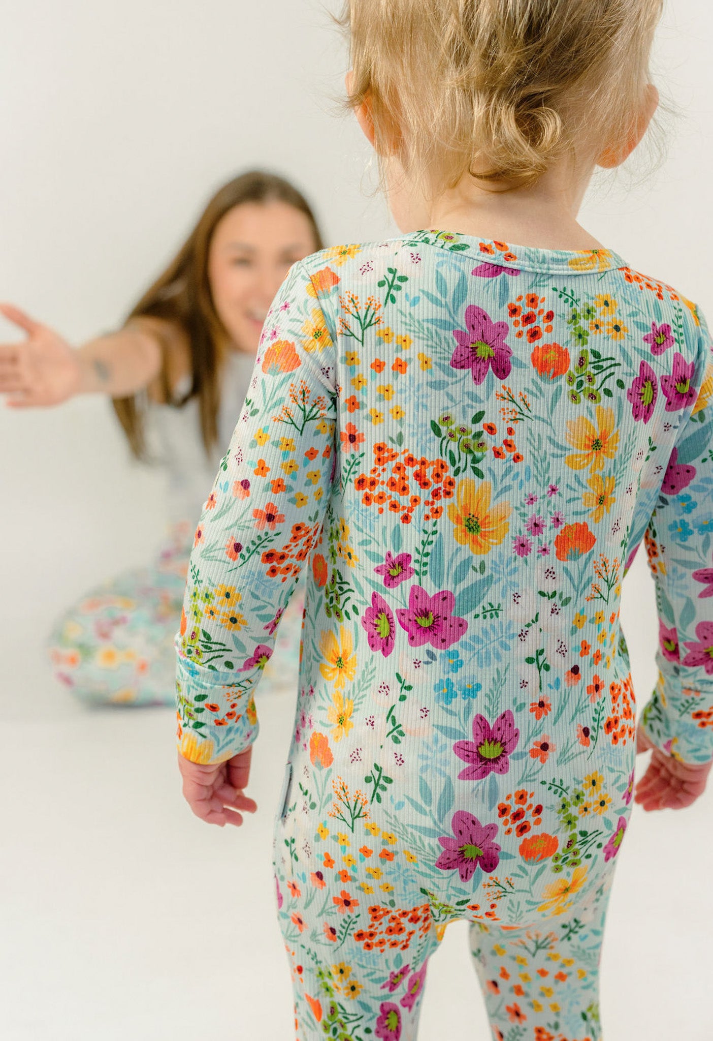 Ribbed Garden Daydream Floral Bamboo Viscose 2-Way Zipper Romper